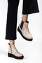 Bej Yilan Printed Boots with Padded Soles, Genuine Leather, Stylish, Comfortable, Casual, with Fuspet. - 3