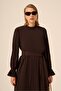 Women's Comfortable Fit Pleated Chiffon Dress Brown 31019 - 3