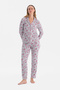 Light Gray Floral Thermal Pajama Set - 4