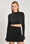 Women's Backless Glitter Blouse - Black - 2