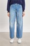 Women's Balloon Jean Pants with Stitching Detail - Blue - 4