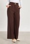 Women's Pleated Front Palazzo Fabric Trousers - Brown - 2