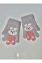 Girl's Knitted Jacquard Warm Five-Finger Gloves Cute Hug Bear Embroidered 4-8 Years Old
