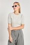Women's Short Sleeve Knitwear Sweater - Light Gray - 3