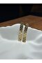 Long Dangling Embossed Gold Color Brass Earrings - 2