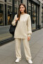 Tricot Suit with Plush and Pearl Details on the Sleeves