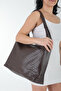 Byeduu Burgundy Knitted Leather Basket Weave Style Large Shoulder Bag