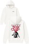 Alien Astronaut Design Printed Oversized White Hooded Sweatshirt