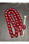 Special Large Model Red Color Barrel Cut Powder Amber Prayer Beads - 3
