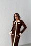 Women's Brown Stylish Knit Dress with Button and Sleeve Detail - 4