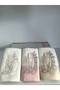 Sarayland Luxury Boxed 50X90 6-Piece Hand and Face Towel Set with Lace Satin Embroidered Dressing Gown