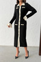 Women's Black Stylish Button and Sleeve Detailed Knit Dress - 5