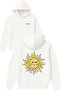Moon Inside the Sun Design Printed Oversized White Hooded Sweatshirt