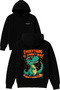 Everything Tasarım Printed Oversized Black Hooded Sweatshirt