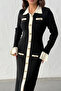 Women's Black Stylish Button and Sleeve Detailed Knit Dress - 6