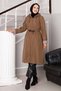Women's Brown Raincoat Trench Coat Transitional Adjustable Waist Hooded Hijab – Sports & Casual Cap - 3