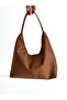 Tan Suede Look Women's Shoulder Bag: Stylish and Spacious Everyday Bag Models - 4