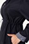 Women's Black Raincoat Trench Coat Transitional Adjustable Waist Hooded Hijab – Sports & Casual Cap - 4