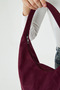 Burgundy Suede-Look Women's Shoulder Bag: Stylish and Spacious Everyday Bag Models - 8