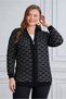Women's Plus Size Embossed Velvet Patterned V-Neck Zippered Lightweight Stretchy Cardigan