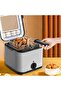 Deep Fryer 2.5L with View Window | Stainless Steel Lid | Silver & Black | Home Use - 2