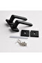 Room Door Handle Set Square Rosette Silent Mechanism Compatible Stylish Interior Handle Set Matte Black Modern - 4