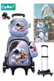 3PCS Children School Bag, Student Rolling Backpacks Set, Trolley School Bag + Lunch Bag + Pencil Cas