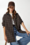 Kareli Oversized Lumberjack Shirt Ldz0049 Brown Khaki - 3