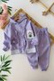 My Little One's Daisy Knit Detailed Girl's Hooded Set - Lilac - 2