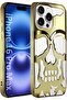 for iPhone 16 Pro Max Skull Hollow Shockproof Case (Gold)