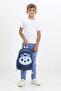 Navy Blue Kindergarten Nursery Bag with Bear Figure, 4 Compartments, Boys and Girls Children's Backpack - 4