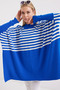 1222 Slit Poncho Sweater - F. Cobalt - 4