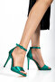 Women's High Thin Heeled Green Satin Evening Dress Shoes