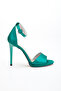 Women's High Thin Heeled Green Satin Evening Dress Shoes - 3