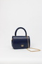 Navy Blue Faux Leather Chain Strap Women's Shoulder and Hand Bag - 2