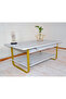 White Marble finish Top 2 Tier Modern Living Room Home Sofa Table - 6