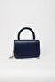 Navy Blue Faux Leather Chain Strap Women's Shoulder and Hand Bag - 4