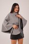 Coat in Cashmere Fabric with a High Neck and Belt in Fawn Color - 3