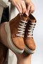 Women's 002 Stoned Tan Suede Lace-Up and Zippered Women's Combat Boots & Bootie - 4