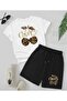 Leopard Print Cherry Printed T-Shirt and Shorts Set