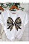 Glittering Stone Ribbon Printed T-Shirt