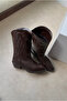 Women's Boots Brown Patent Leather - 3