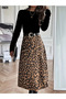 New Season Modern Elegance Women's Long Sleeve Crepe Top Modal Patterned Midi Dress - 4