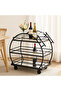 FFD 3-Tier Round Arched Bar Cart - Glass Shelves, Lockable Wheels (Matte Black13 mm) 120x40x90cm - 6