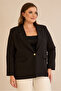Women's Plus Size Single Button Decorative Flap Pocket Shoulder Pad Layer Lined Woven Jacket - 4