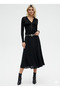 Black Polo Neck Button Detail Transparent Women's Bluse - 3