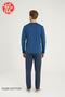 Men's 100% Cotton 4 Season Fabric V-Neck Long Sleeve Pajama Set - 6