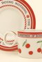 Set of 2 Cherry Pattern Porcelain Coffee Cups and Saucers - 2
