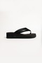 Women's Black Leather-Look Platform Flip Flops Beach Slippers Are 4.5 cm Thick. - 3