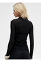 Black Polo Neck Button Detail Transparent Women's Bluse - 2